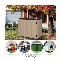 YITAHOME Outdoor Horizontal Storage Sheds witho Shelf, 35 Cu Ft Lockable Resin