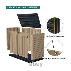 YITAHOME Outdoor Horizontal Storage Sheds witho Shelf, 35 Cu Ft Lockable Resin