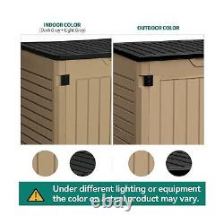 YITAHOME Outdoor Horizontal Storage Sheds witho Shelf, 35 Cu Ft Lockable Resin