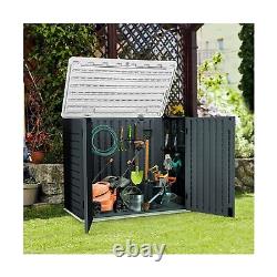 YITAHOME Outdoor Horizontal Storage Sheds witho Shelf, Weather Resistant Resin