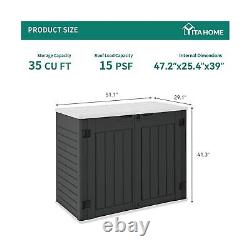 YITAHOME Outdoor Resin Storage Sheds, 39 in Height Lockable Waterproof Horizo