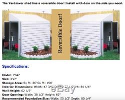 Yardsaver 4'W x 7'D Arrow Small Metal Storage Shed Kit NEW IN BOX