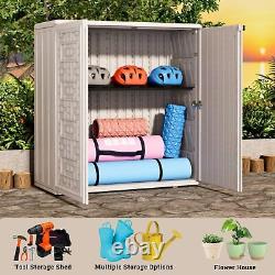 ZZM HDPE Outdoor Storage Shed, Outdoor Plastic Storage Cabinet, Horizontal Resin