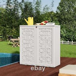 ZZM HDPE Outdoor Storage Shed, Outdoor Plastic Storage Cabinet, Horizontal Resin