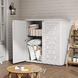 ZZM HDPE Outdoor Storage Shed, Outdoor Plastic Storage Cabinet, Horizontal Resin